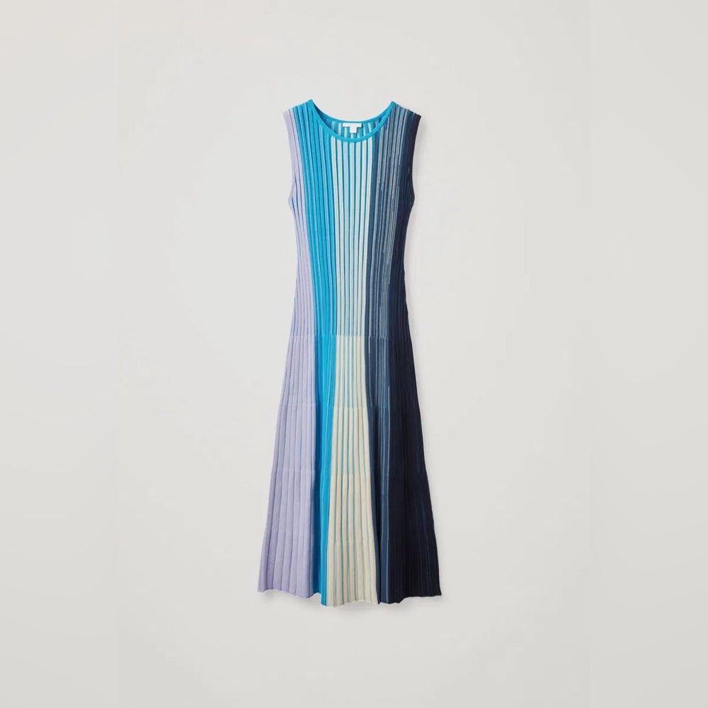 COS Blue, Purple, and Tan Pleated Maxi Skirt - Picture 9 of 9